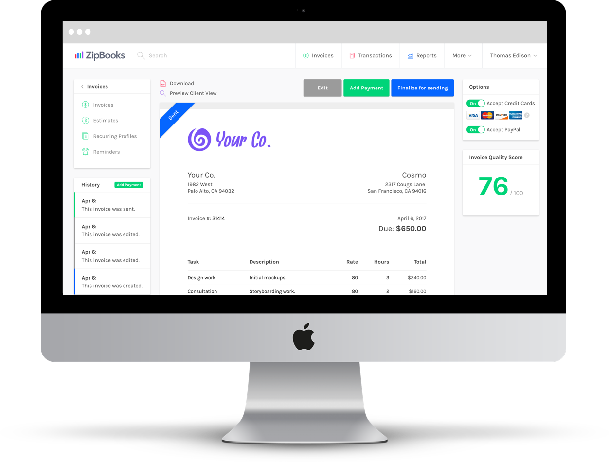 invoicing software for mac one-time/user