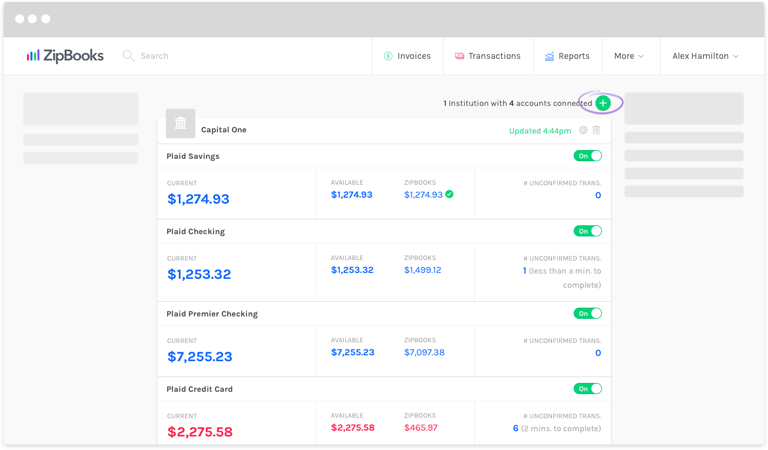 How do I connect a bank account? | ZipBooks
