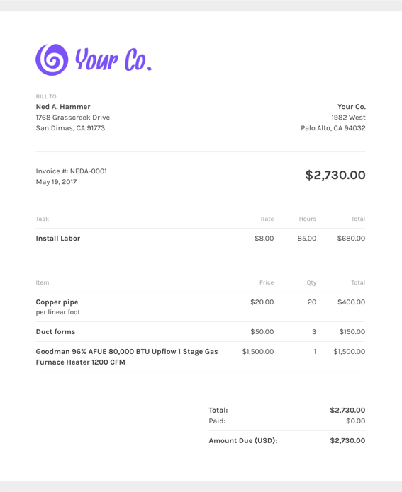 Free Physical Therapy Invoice Template ZipBooks