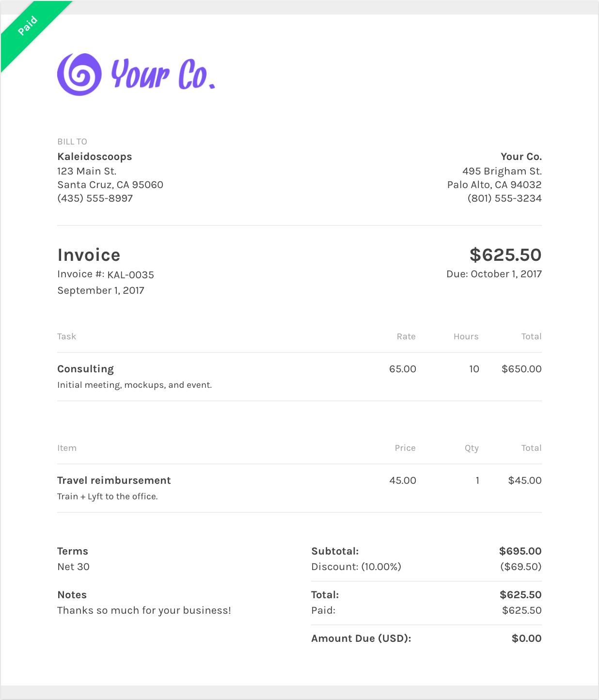 Paint Job Invoice Template MS Excel Templates