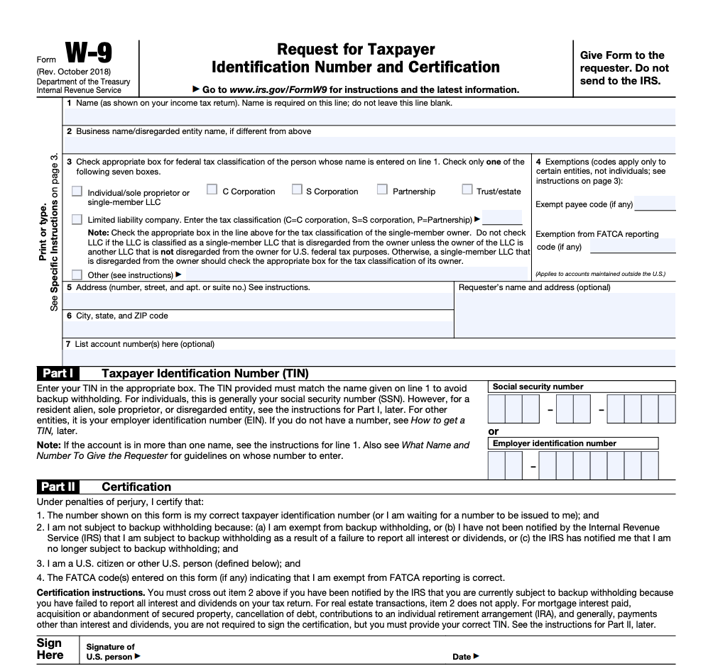 IRS Form W-9 | ZipBooks